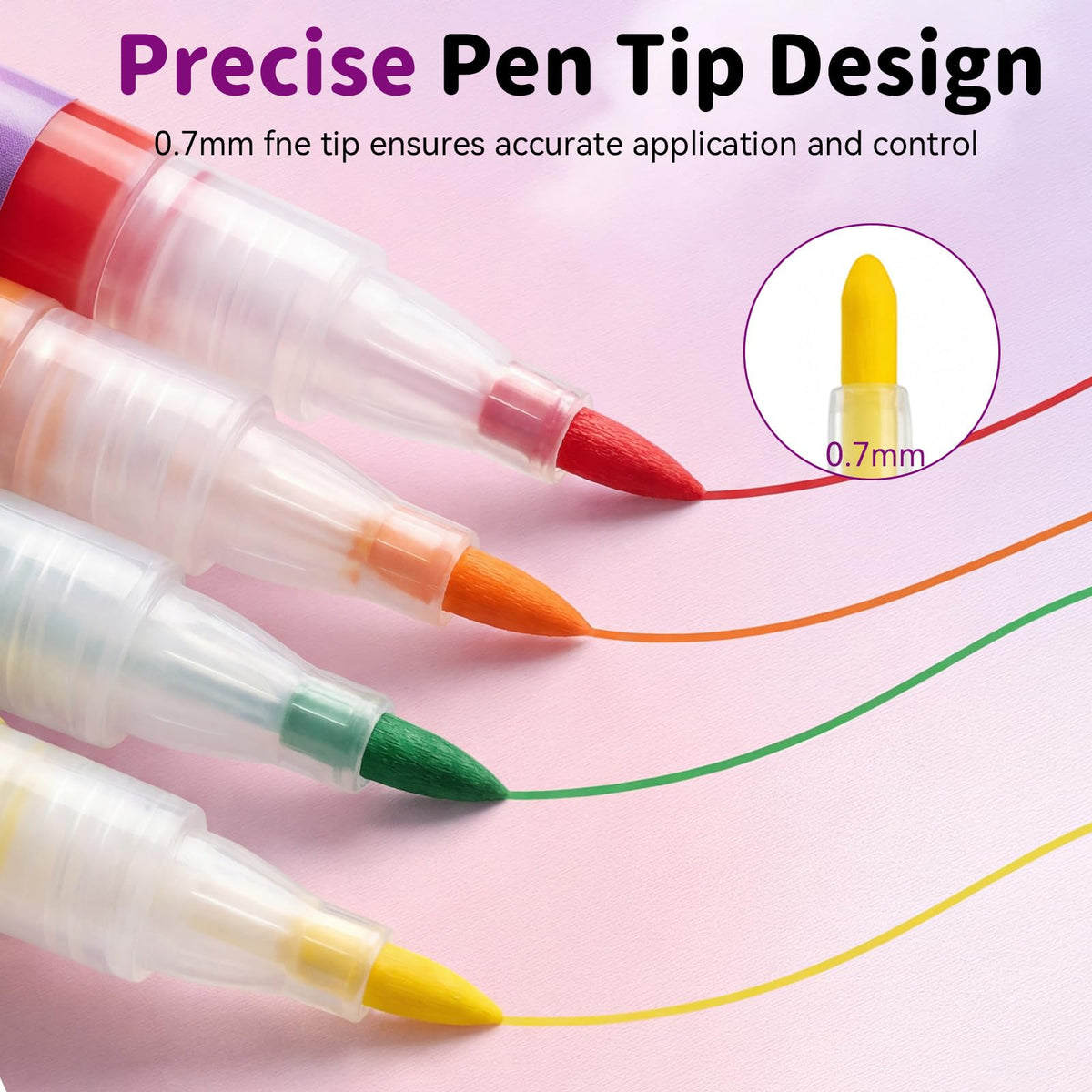 Glopink multi-surface nail art marker set demonstrates decoration on nails, paper, and phone cases.