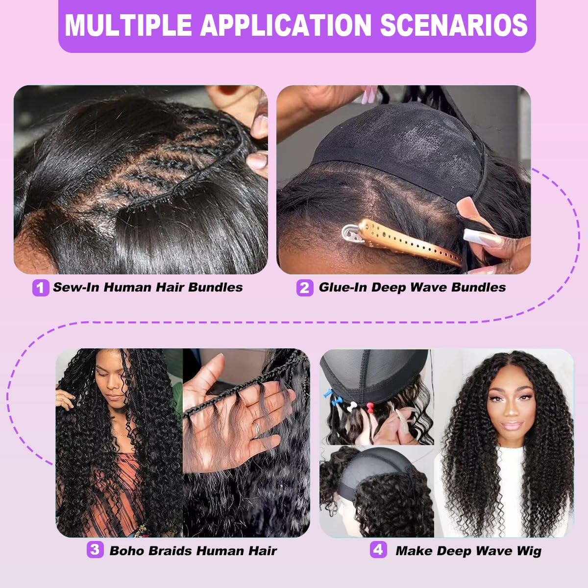 Gloseeing water wave bundles close-up shows double weft construction for durability