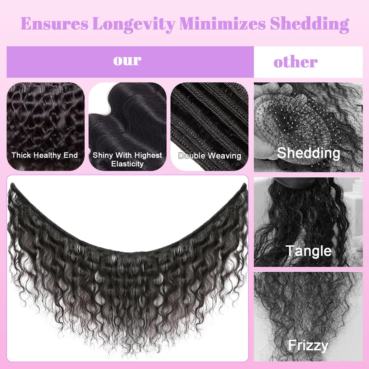 Gloseeing water wave bundles styled as quick weave for hassle-free wear