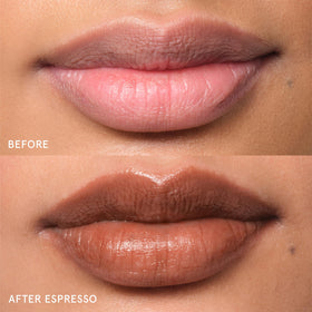 Glossier Balm Dotcom 15ml tube in espresso hue for on-the-go moisture.