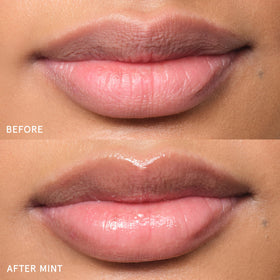 Glossier Balm Dotcom Clear Untinted application on lips