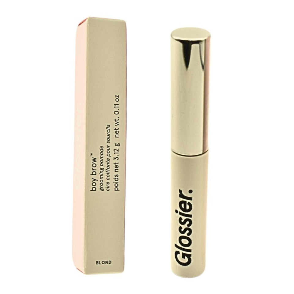 Glossier Boy Brow Blond packaging showing natural hold for light to medium blond hair.