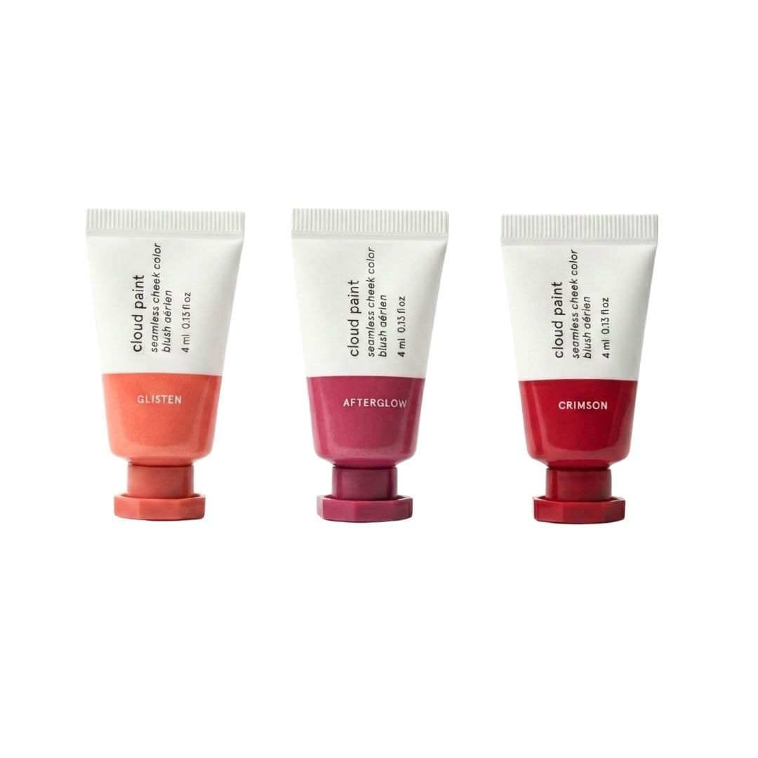 Glossier Mini Cloud Paint Blush Trio Crimson swatch for a soft natural flush