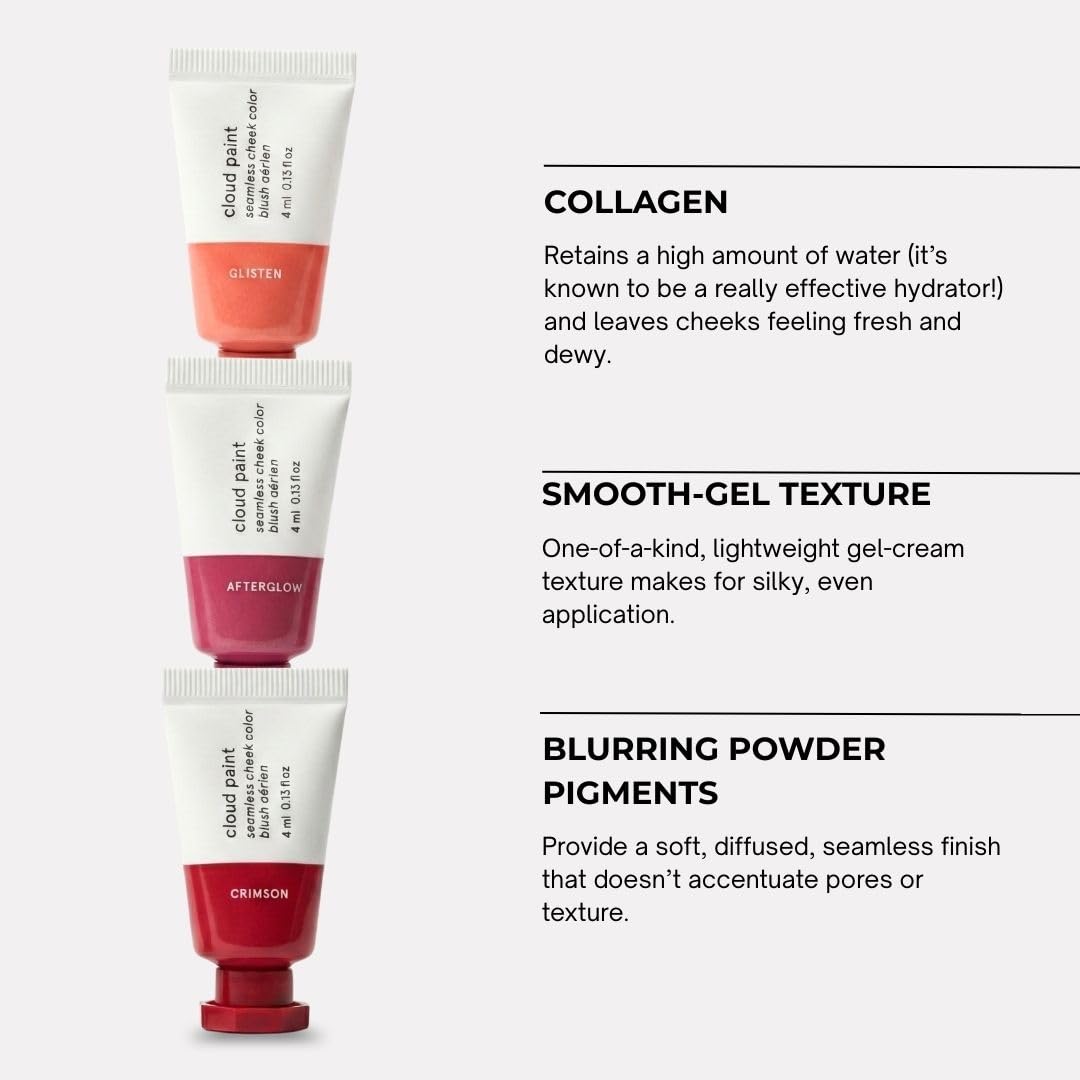 Gift tin packaging of Glossier Mini Cloud Paint Blush Trio for gifting