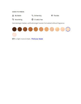 Glossier Stretch Concealer G11 swatch showing light neutral shade for fair to medium skin.