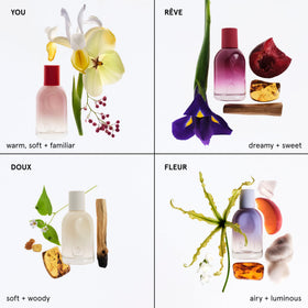 Glossier You Reve unisex usage shot illustrating skin-close scent enhancement.