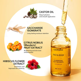 Glossiva Self Tanning Drops applied with a mitt ensures even coverage