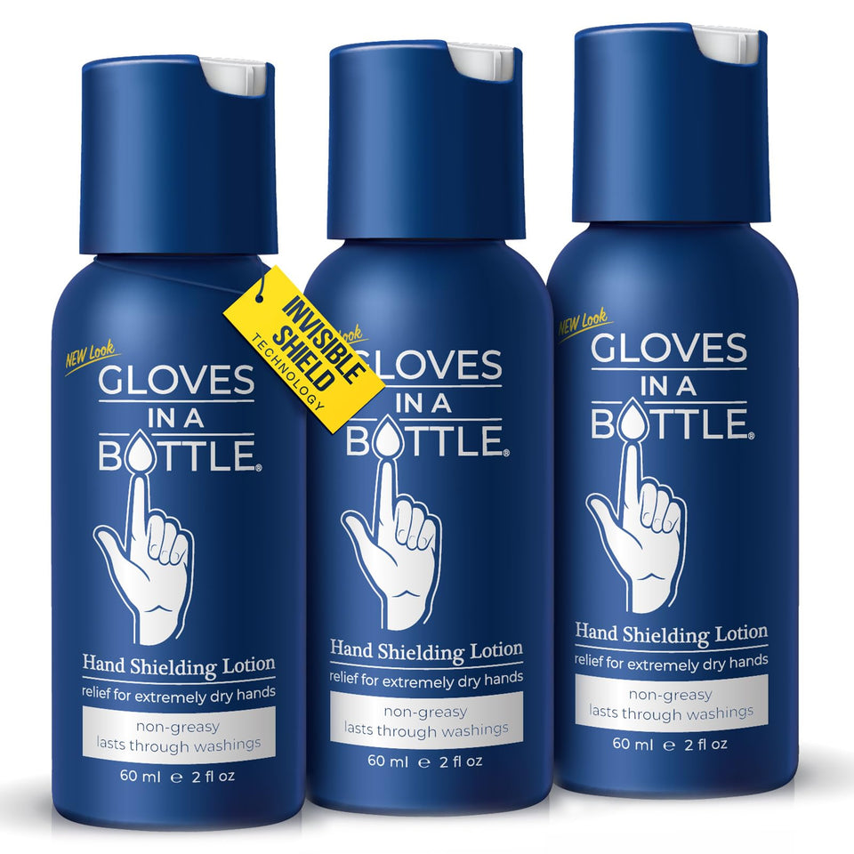 Gloves In A Bottle Shielding Lotion bottle demonstrates long-lasting skin protection