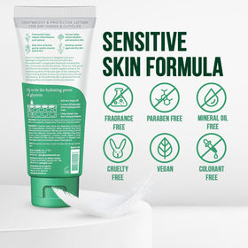 Hands applying Gloves In A Bottle Shielding Lotion for quick, non-greasy absorption.