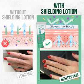 Travel-size packaging of Gloves In A Bottle ready for on-the-go care.