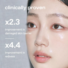 Glow Aloe Barrier application routine shows gentle massage for refreshed, comfortable skin.