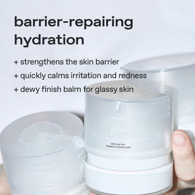 Glow Aloe Barrier bottle with pump demonstrates easy, clean application for daily hydration.