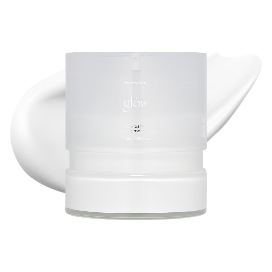 Glow Aloe Barrier Moisturizer jar shows creamy texture for instant soothing and barrier support.