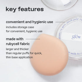 Damp Glow Cloud Sponge expands to 1.5x for a hydrated finish