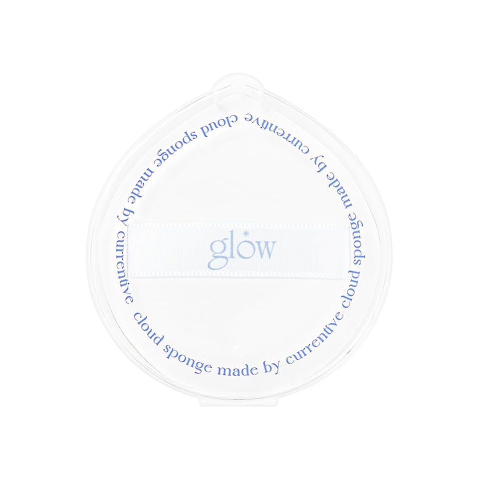 Glow Cloud Sponge in travel case for on the go makeup application