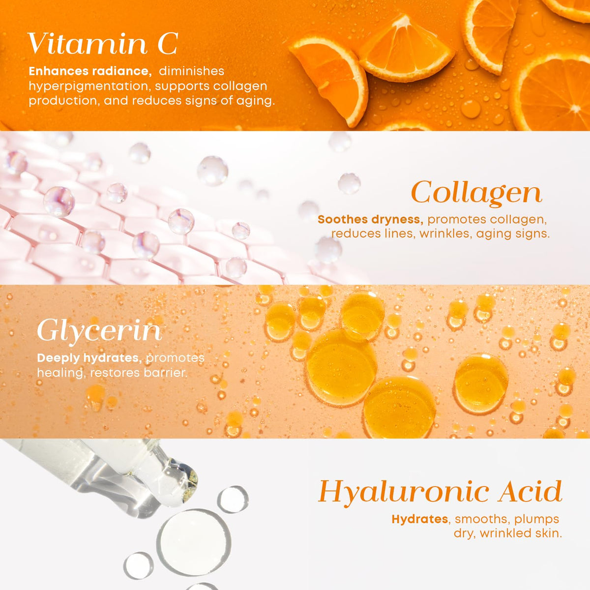 Close-up of Glow Elixir Vitamin C Serum drop highlighting hydration and radiance