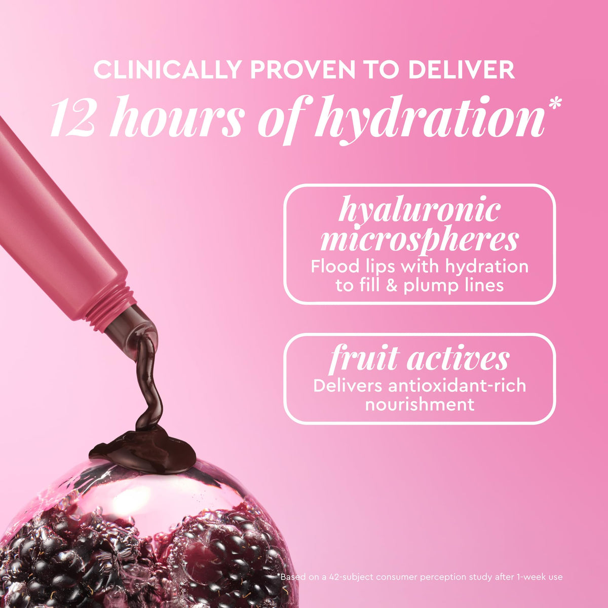 Glow Recipe Berry Bingsoo tint on lips for sheer color and shine.