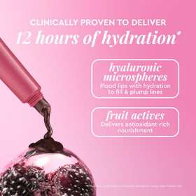 Glow Recipe Berry Bingsoo tint on lips for sheer color and shine.