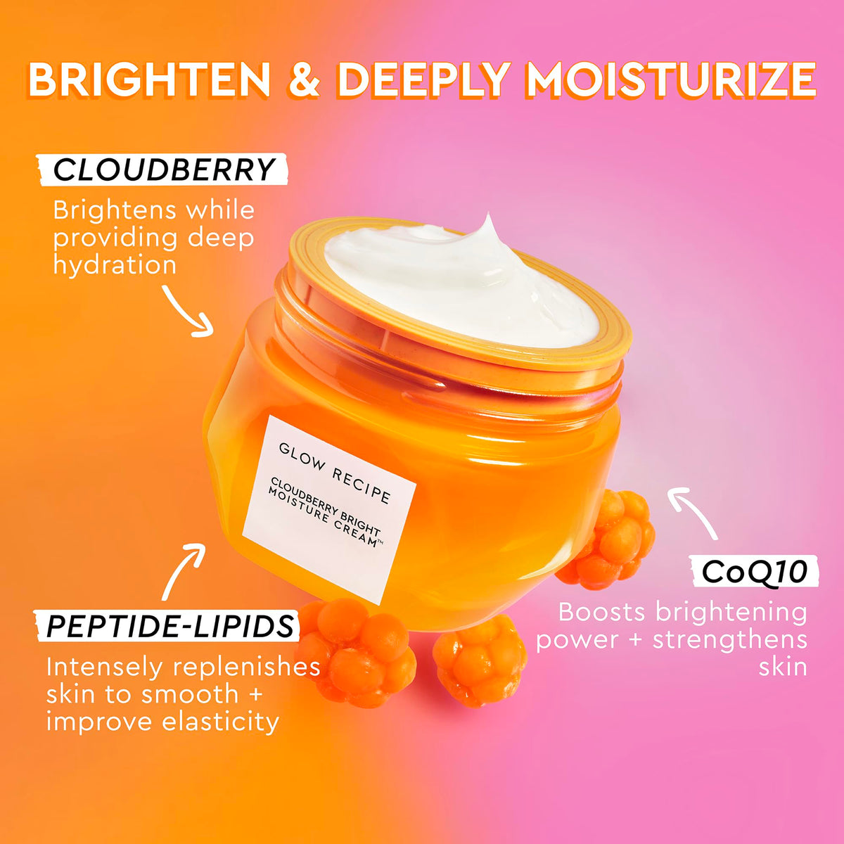 Glow Recipe cloudberry-bright-cream-texture-closeup shows whipped, lightweight hydration
