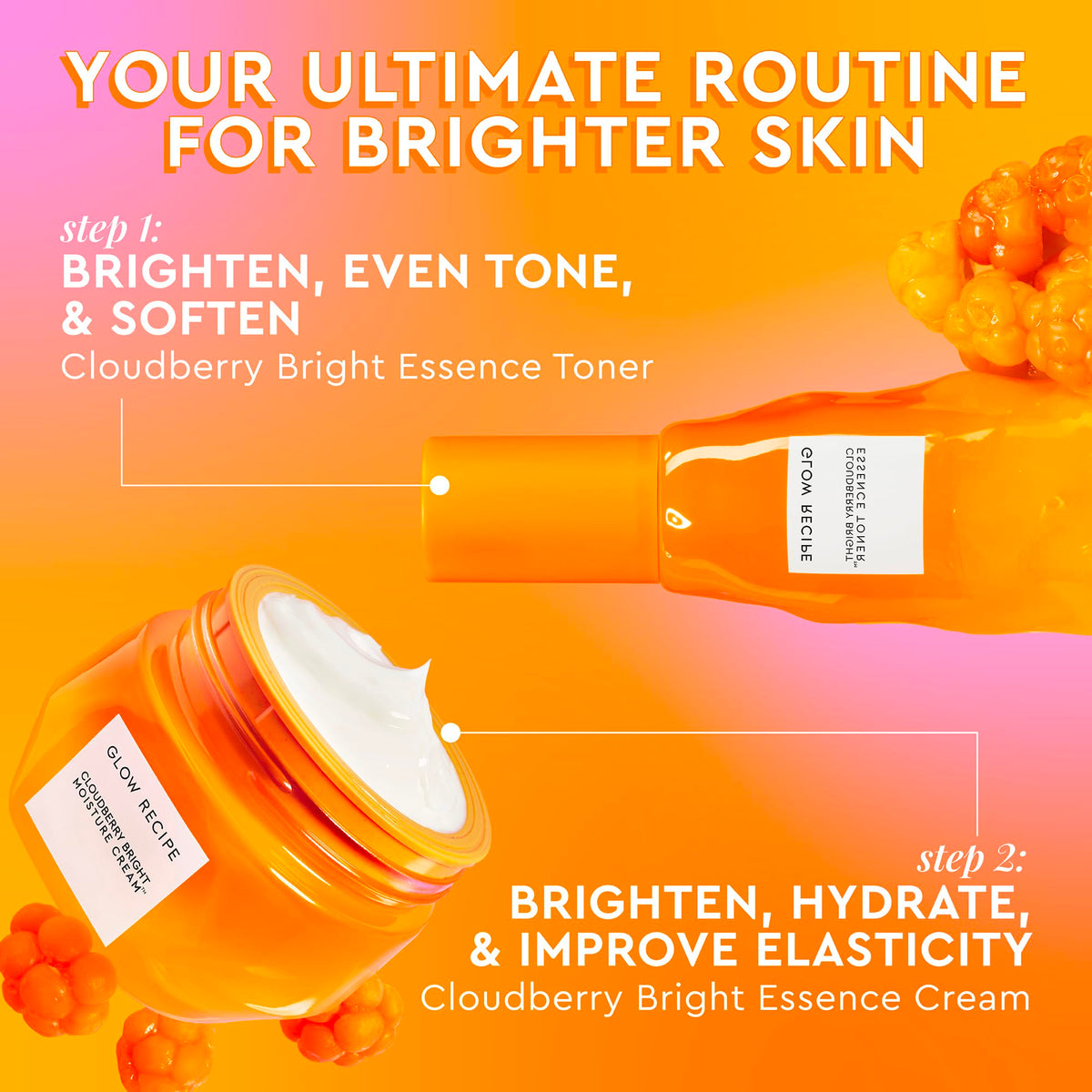 Glow Recipe Cloudberry Bright Cream vitamin C closeup highlights brightening routine