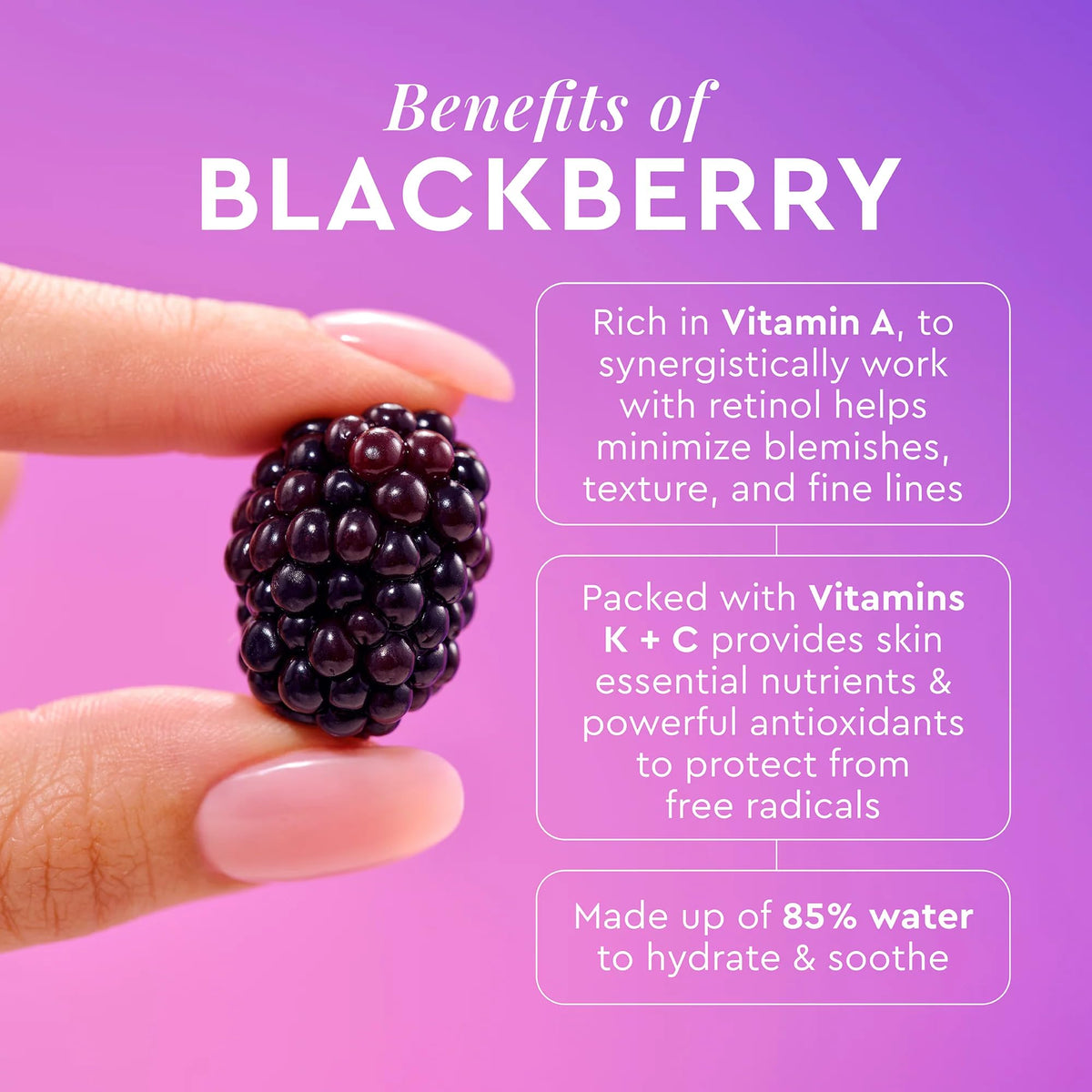 Glow Recipe Gentle Blackberry Retinol Serum paired with moisturizer for enhanced, comfortable hydration.