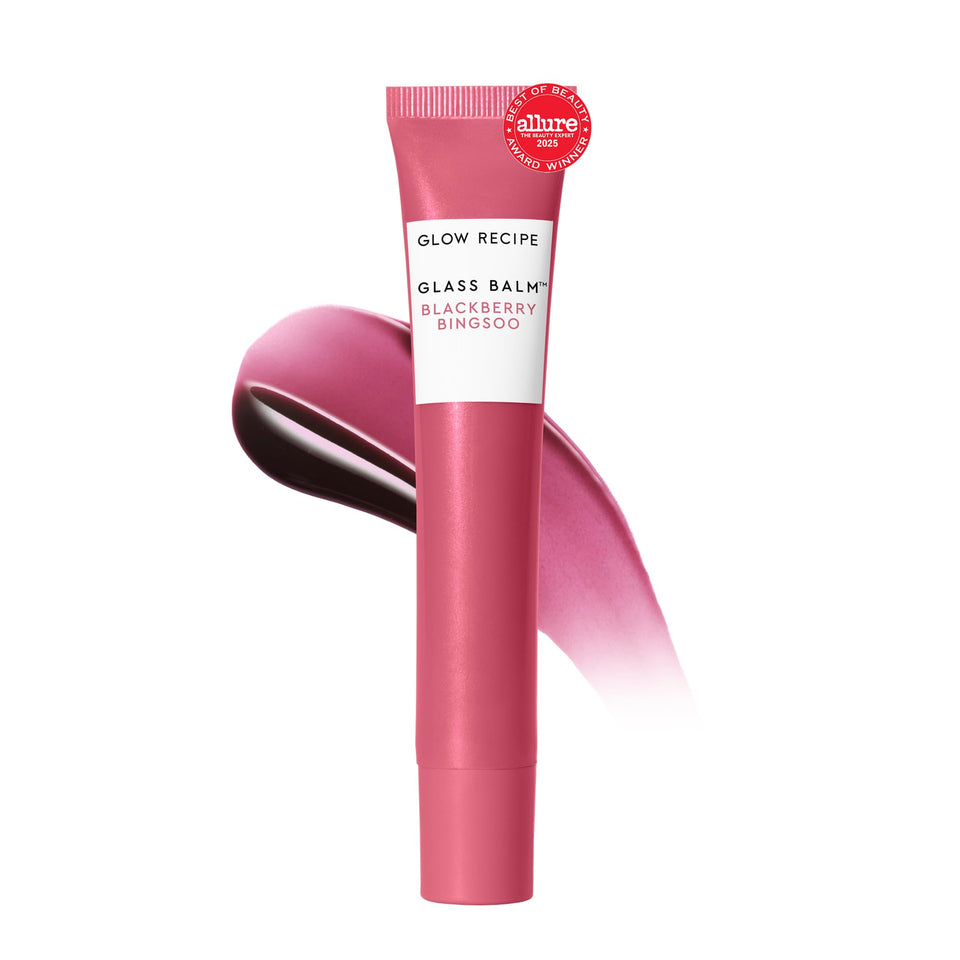 Glow Recipe Glass Balm Lip Treatment bottle delivers lasting hydration with a glassy shine.