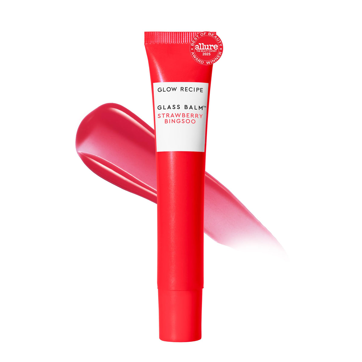 Glow Recipe Glass Balm Lip Treatment closeup showing glassy shine and hydration