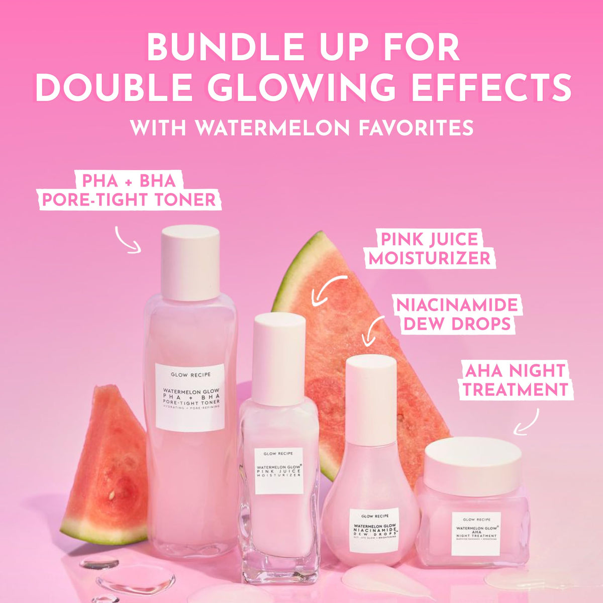Glow Recipe glycolic and lactic acids close-up indicating gentle overnight exfoliation.