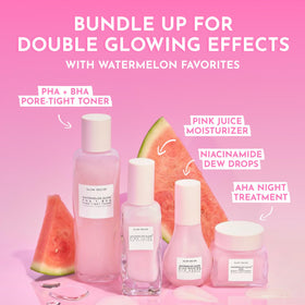 Glow Recipe glycolic and lactic acids close-up indicating gentle overnight exfoliation.