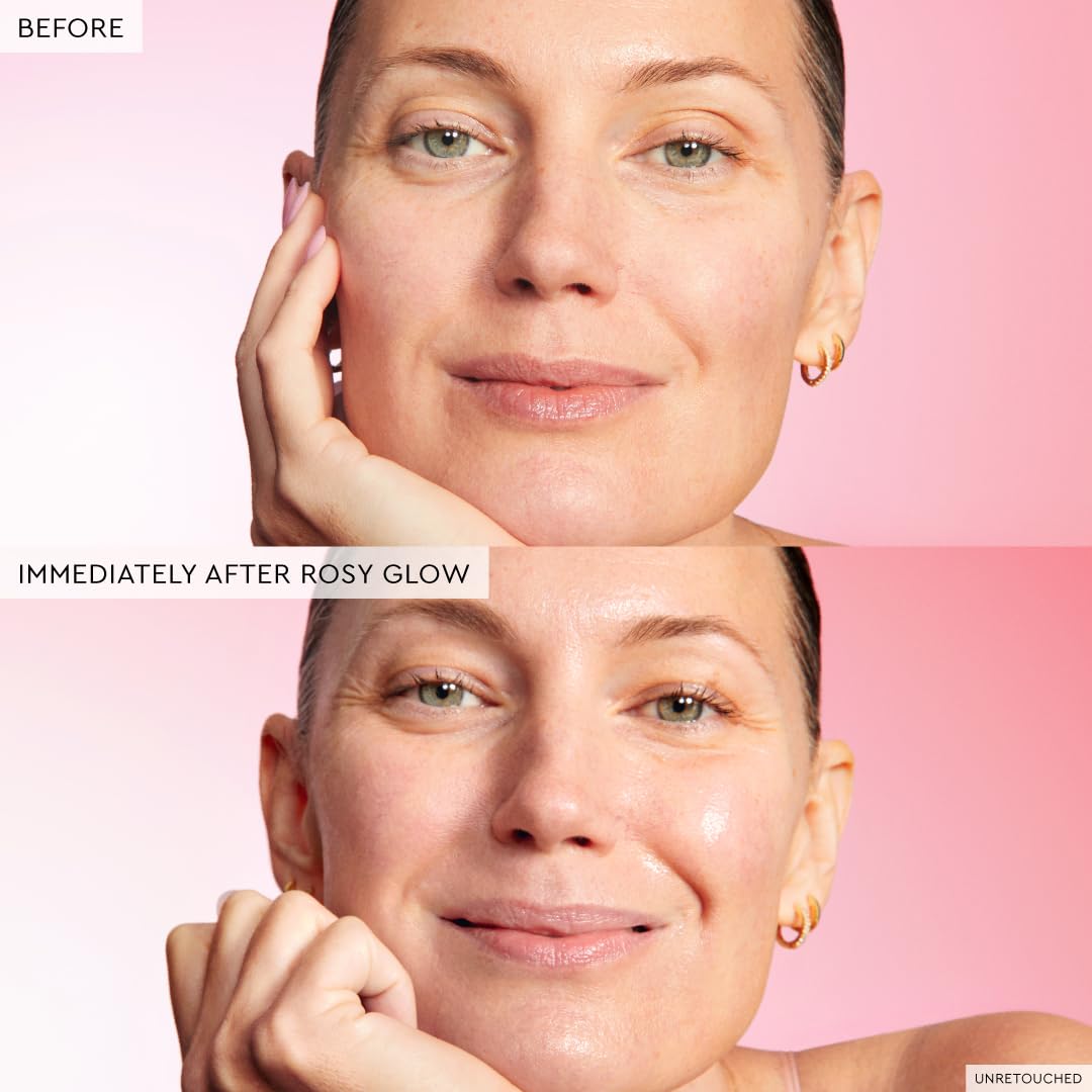 Glow Recipe Hue Drops swirled on skin for dewy rosy glow.