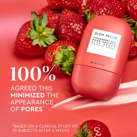 Glow Recipe Strawberry BHA Serum Primer swatch on skin shows even tone and refined texture