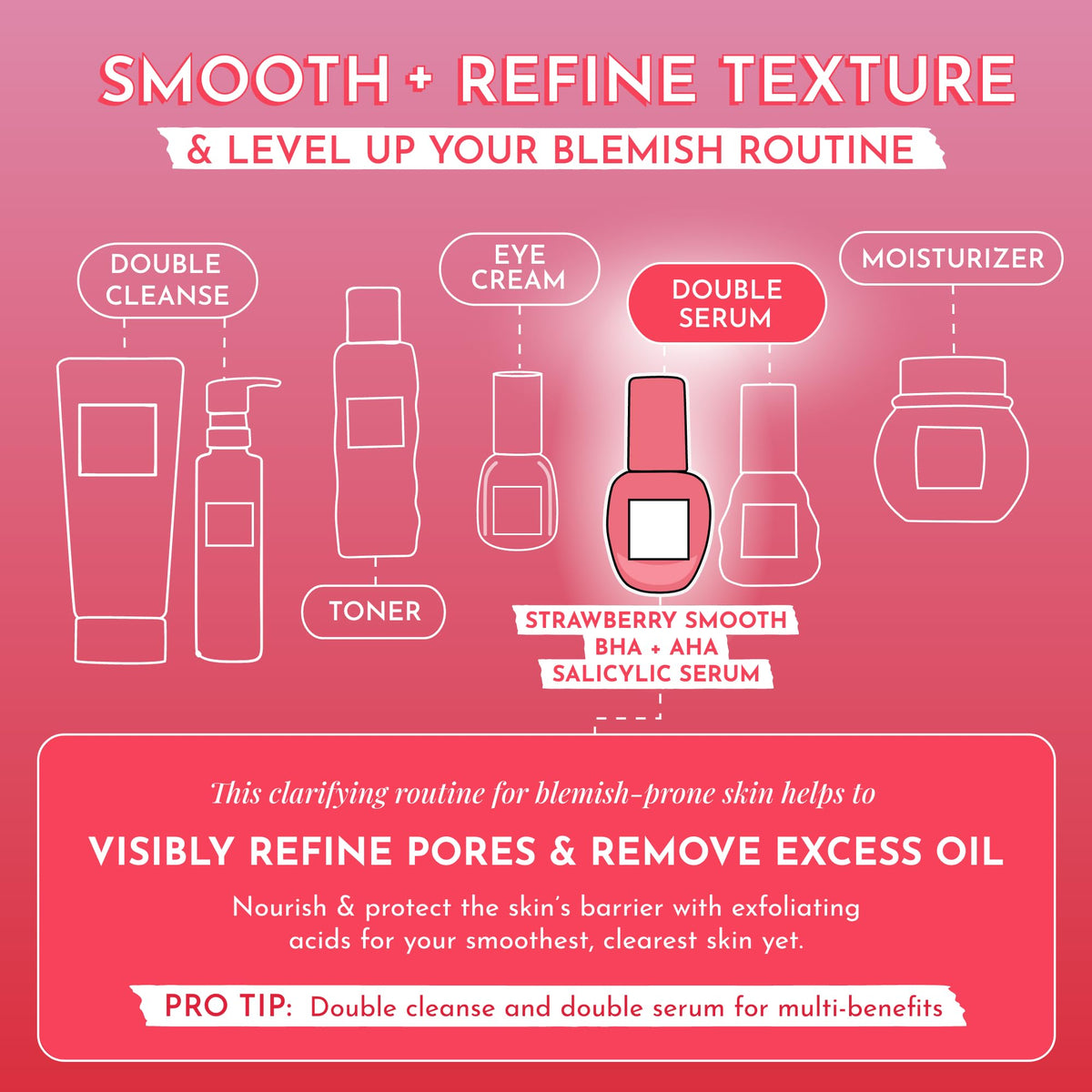 Glow Recipe Strawberry Salicylic Serum with allantoin promotes calming skin during routine