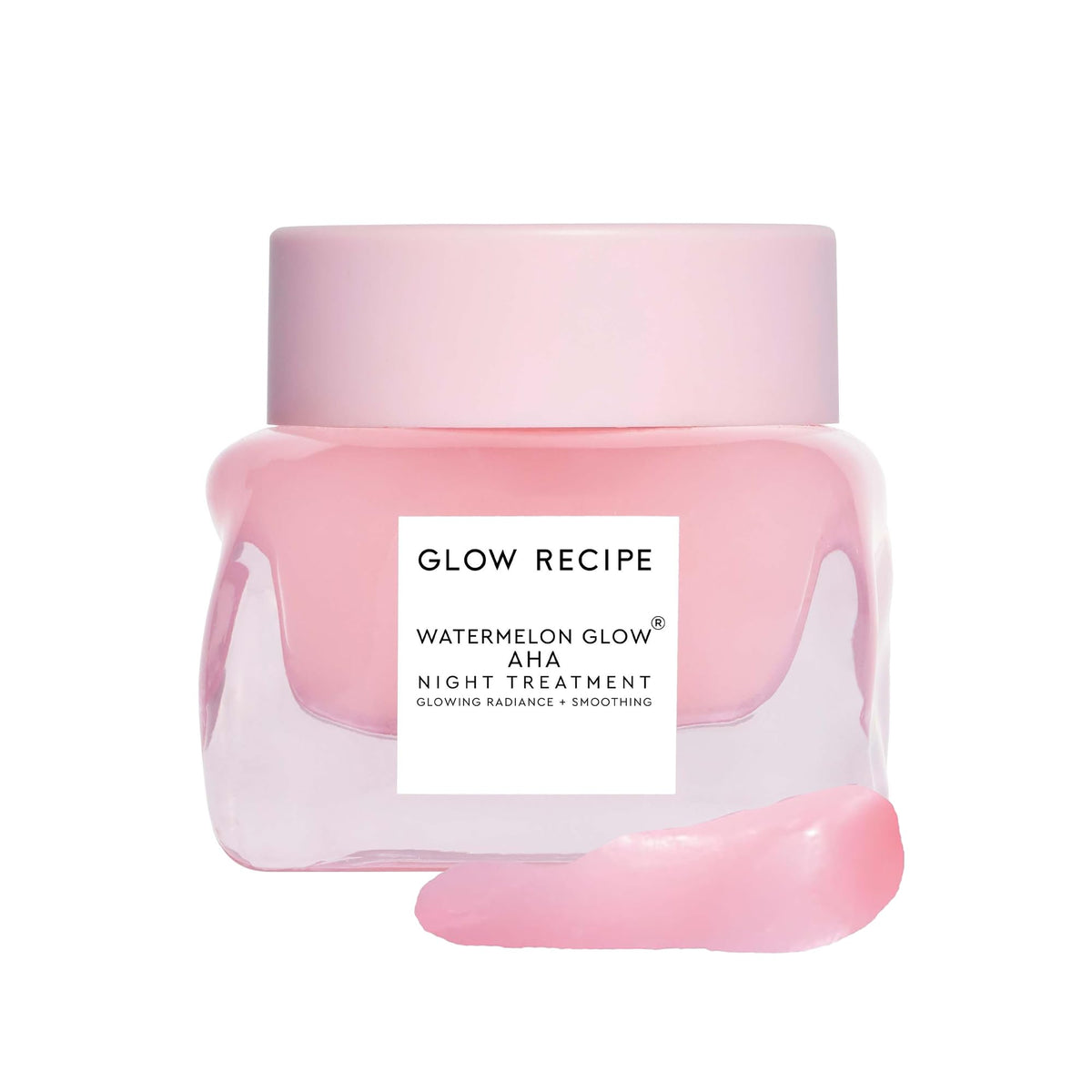 Glow Recipe Watermelon Glow AHA Night Treatment jar for overnight exfoliation and texture improvement.