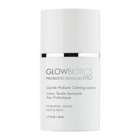 Glowbiotics Probiotic Calming Lotion bottle for lightweight, sensitive-skin hydration.