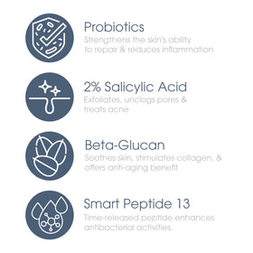 Application on skin with Glowbiotics cleanser demonstrating gentle cleansing without drying.