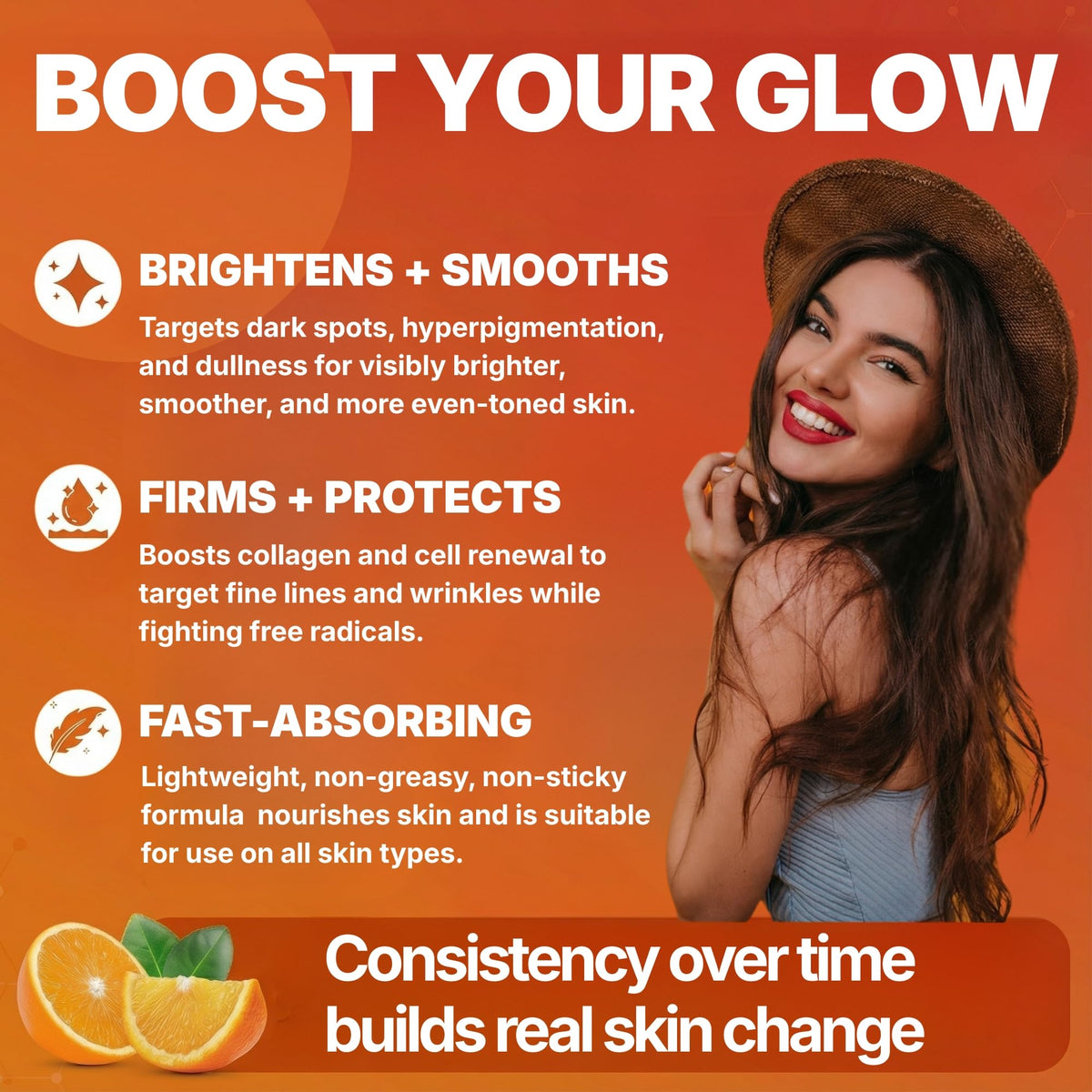 GlowMedik Vitamin C Serum dropper close-up shows precise hydration delivery.