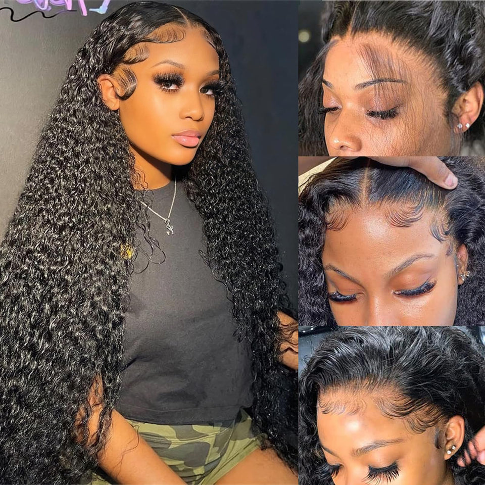 GLOWNINA Deep Wave Lace Front Wig, 20 inch, natural volume and easy styling.