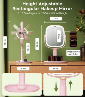 Glowtop 1x and 20x magnification mirror for precise detail.