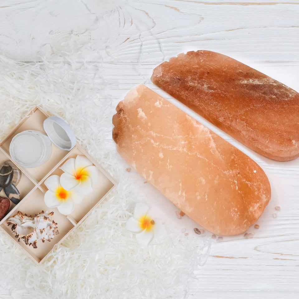 Glowyn Pink Himalayan Salt Detox Foot Blocks two-pack ready for at-home spa use