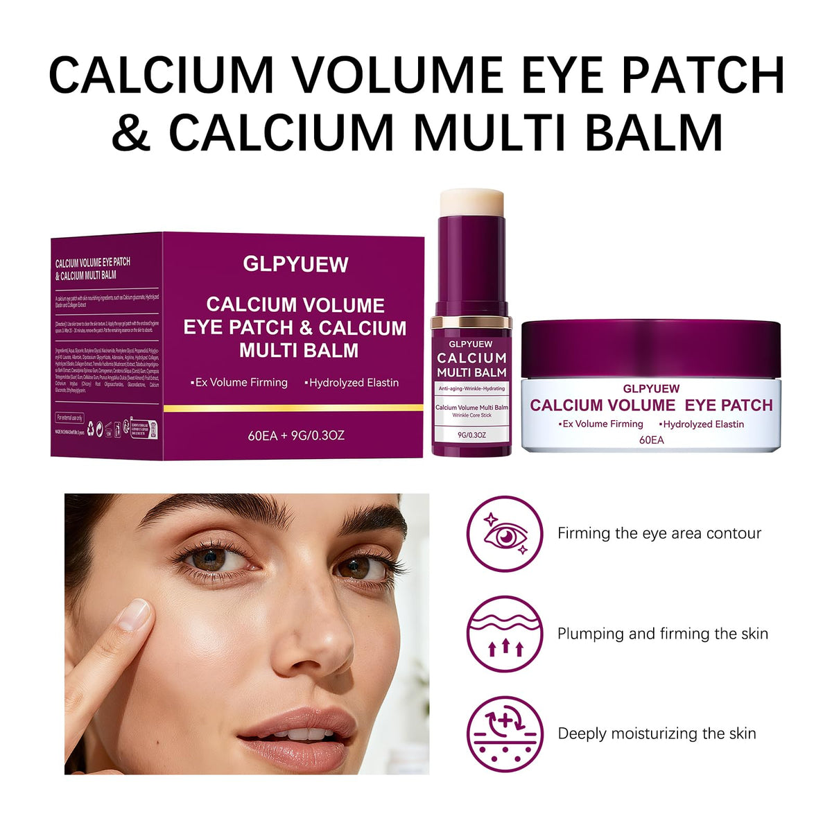 GLPYUEW 60 Hydrogel Under Eye Patches deliver cooling moisture to delicate skin.