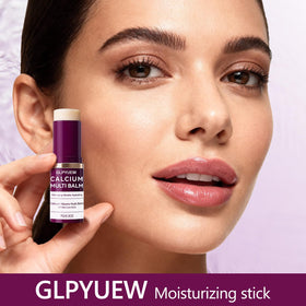 GLPYUEW Cemenrete Calcium Multi Balm applied on lips for dry skin care.