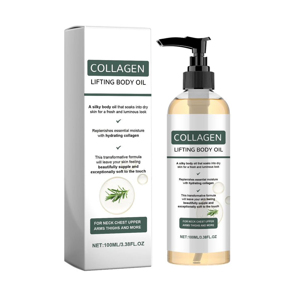 GLPYUEW Hydrating Collagen Oil bottle with pump for post-shower hydration.