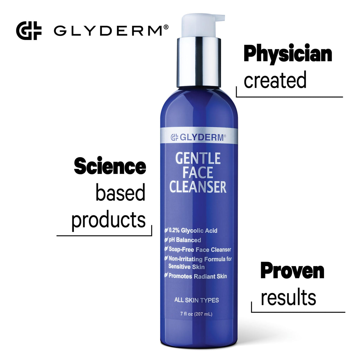 GlyDerm cleanser close-up showing creamy texture and gentle cleansing