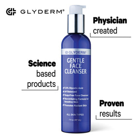 GlyDerm cleanser close-up showing creamy texture and gentle cleansing