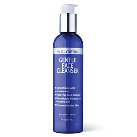 GlyDerm Gentle Face Cleanser bottle with pump for all skin types, gentle cleansing and daily exfoliation