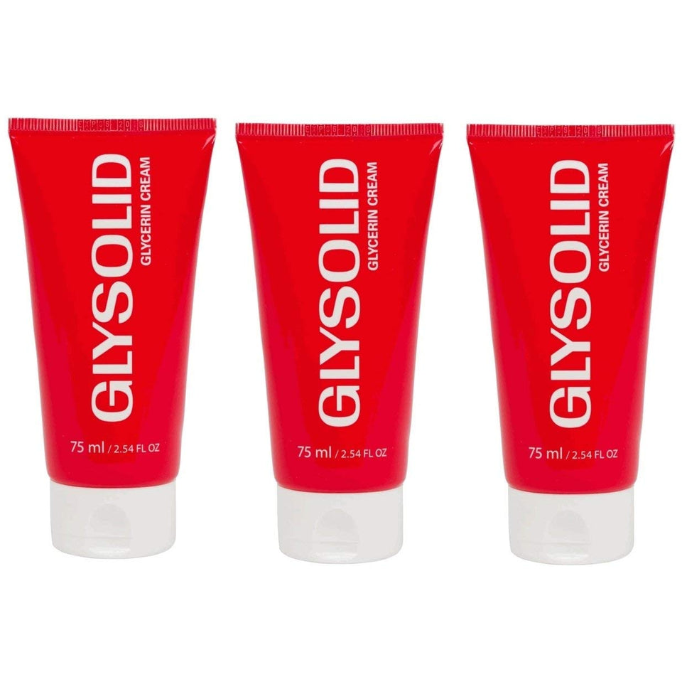 Glysolid glycerin skin cream 3-pack tubes, fragrance-free for daily moisture