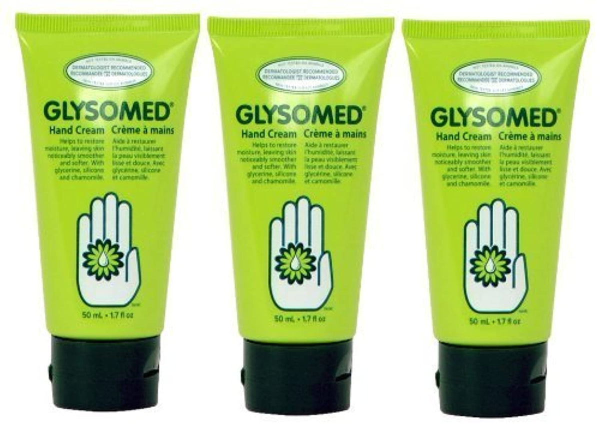 Glysomed Hand Cream Trio Pack — all tubes in view for moisturized, silky hands.