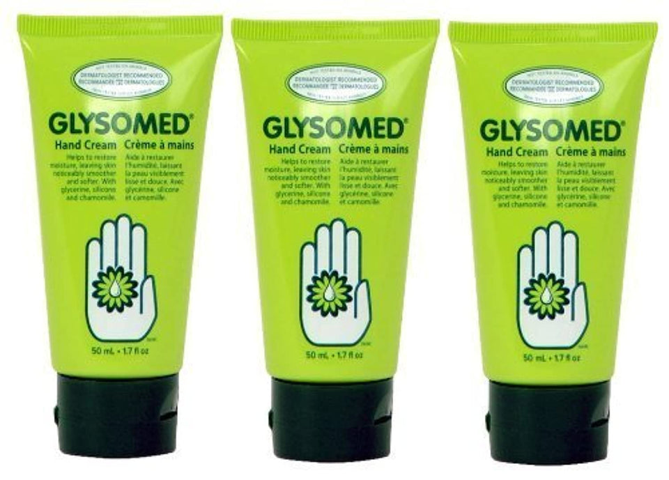 Glysomed Hand Cream Trio Pack — all tubes in view for moisturized, silky hands.
