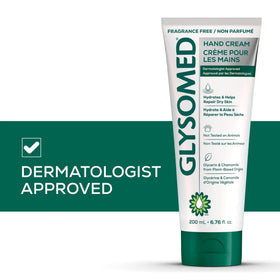 Hands applying Glysomed unscented cream to soothe dry skin
