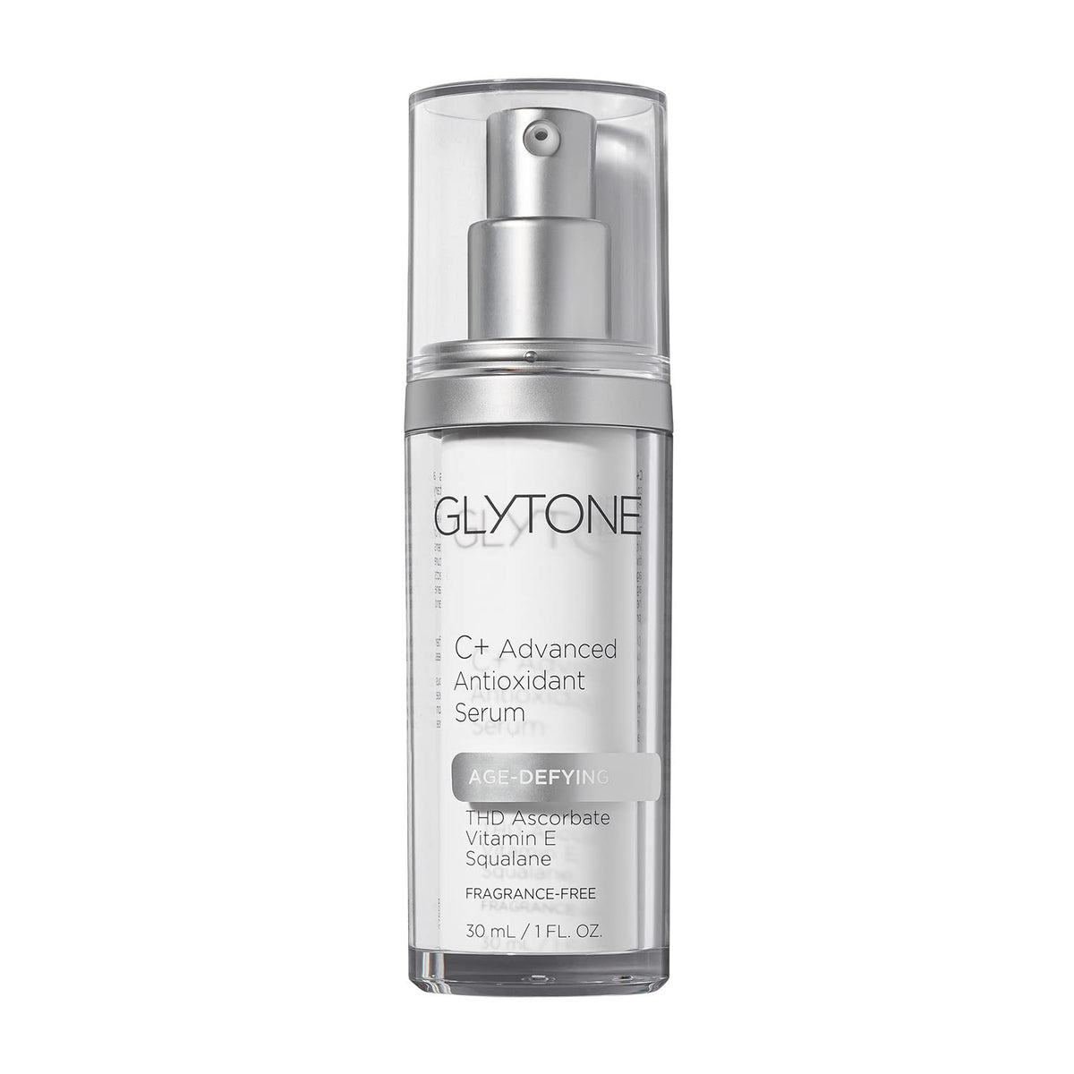 Glytone Age-Defying C+ Serum bottle ready for daily brightening routine